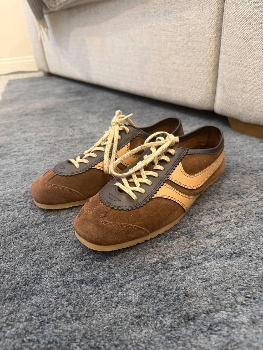 Dries Van Noten Brown Suede Sneakers with Tan and Black Accents